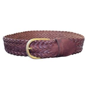 Express‎ Brown Braided Leather Belt with Bronze Buckle
